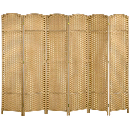 6 Panel 240 x 170 cm Bamboo Room Divider Folding Screen Privacy Screen for Living Room Natural