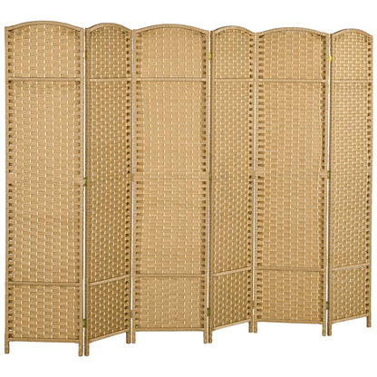 6 Panel 240 x 170 cm Bamboo Room Divider Folding Screen Privacy Screen for Living Room Natural