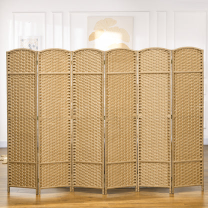 6 Panel 240 x 170 cm Bamboo Room Divider Folding Screen Privacy Screen for Living Room Natural