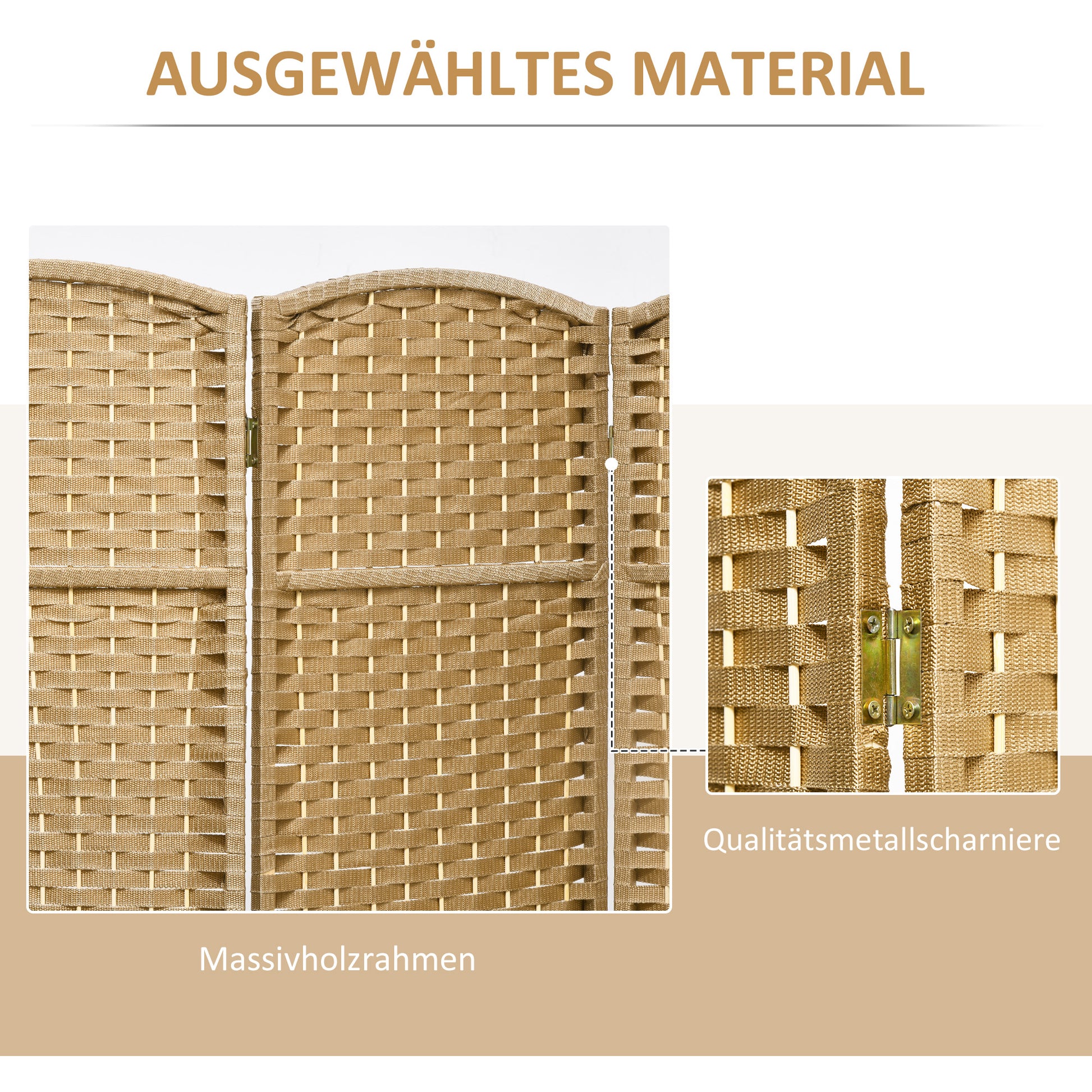 6 Panel 240 x 170 cm Bamboo Room Divider Folding Screen Privacy Screen for Living Room Natural