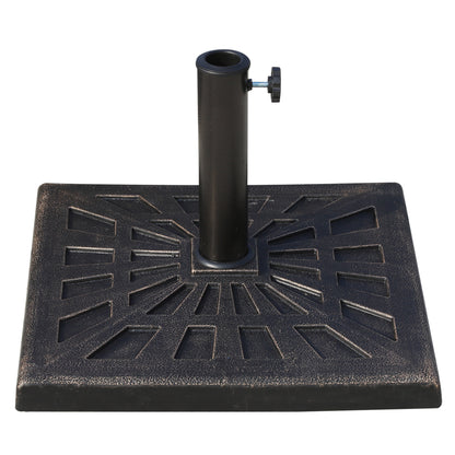 Umbrella Stand 15 kg Square Umbrella Base Holder, Umbrella Weight, Stand for Umbrella 38mm Pole Diameter, for Balcony, Terrace, Garden, Bronze