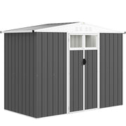 Metal Garden Shed 2.7 m² 246 x 117 x 180 cm Tool Storage Shed with Window, 4 Vents, and Lockable Door, Outdoor Steel Garden Shed, Gray