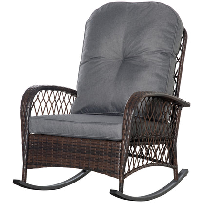 Poly Rattan Rocking Chair Rocking Armchair Garden Chair with Cushions Lounge Furniture Garden Furniture Patio Furniture Brown 75 x 98 x 91 cm