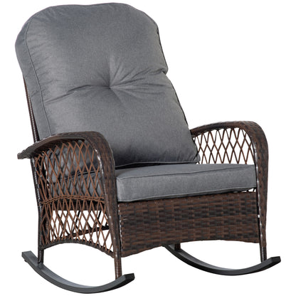 Poly Rattan Rocking Chair Rocking Armchair Garden Chair with Cushions Lounge Furniture Garden Furniture Patio Furniture Brown 75 x 98 x 91 cm