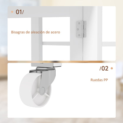 Folding Table with Folding Wings Dining Table Folding Kitchen Table with 2 Wheels and Shelves Modern Style 120x60x75 cm White