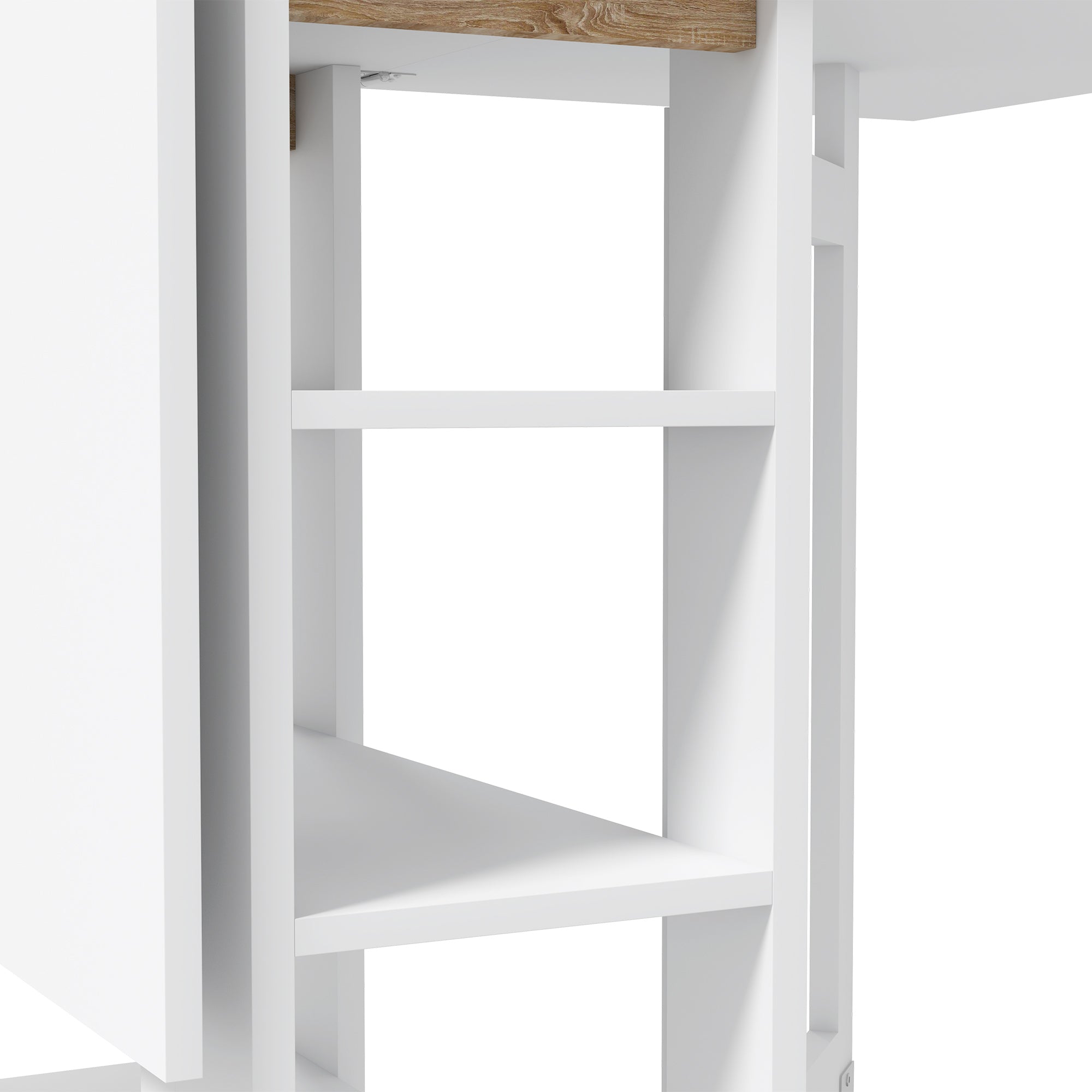 Folding Table with Folding Wings Dining Table Folding Kitchen Table with 2 Wheels and Shelves Modern Style 120x60x75 cm White