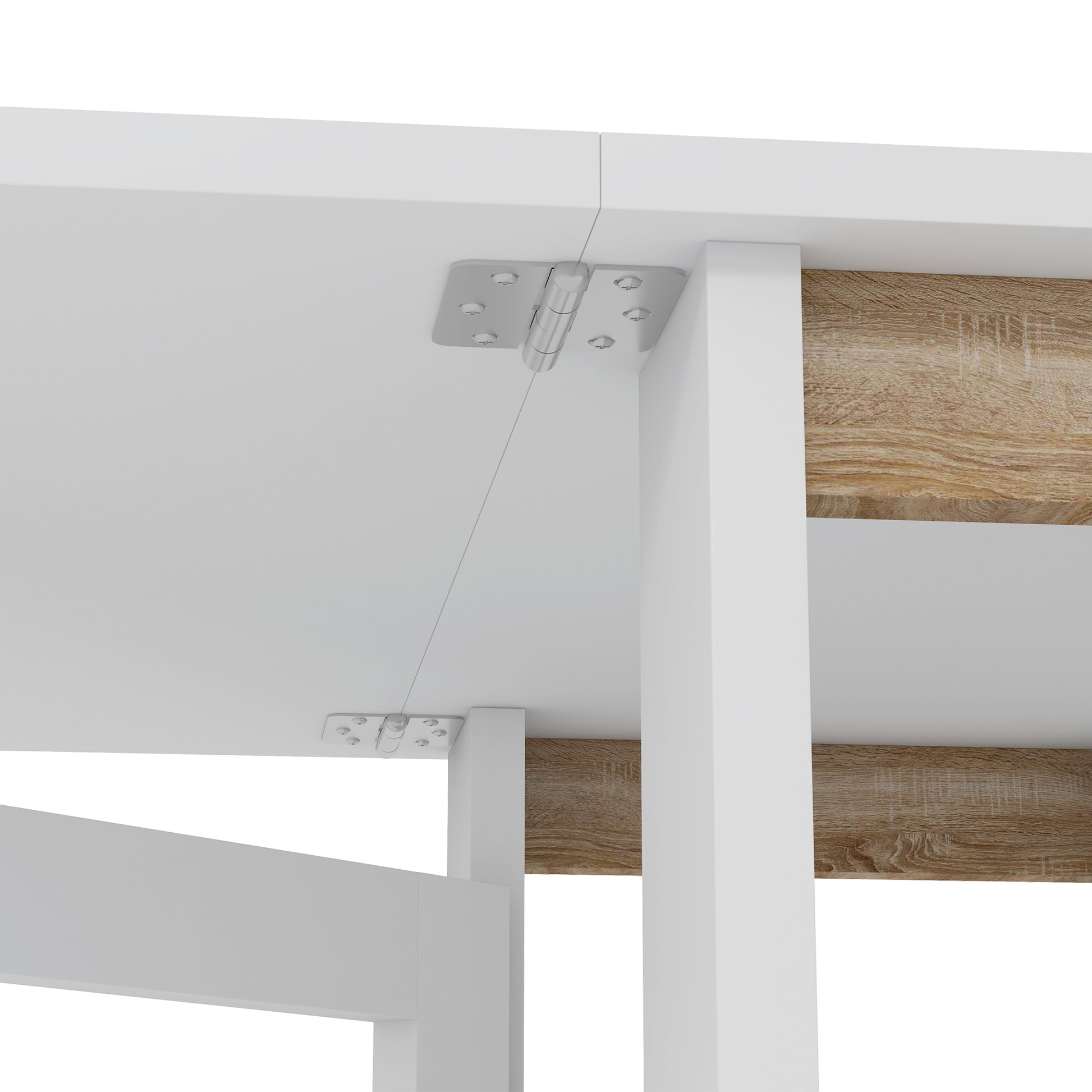 Folding Table with Folding Wings Dining Table Folding Kitchen Table with 2 Wheels and Shelves Modern Style 120x60x75 cm White