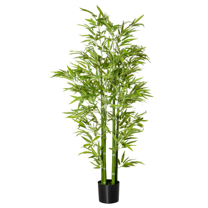 Large Artificial Bamboo 150 cm Fake Plant, Plastic Bamboo Artificial Plants, Faux Bamboo with Artificial Moss in Pot Decor for Living Room, Bedroom, Garden