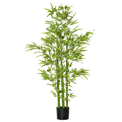 Large Artificial Bamboo 150 cm Fake Plant, Plastic Bamboo Artificial Plants, Faux Bamboo with Artificial Moss in Pot Decor for Living Room, Bedroom, Garden