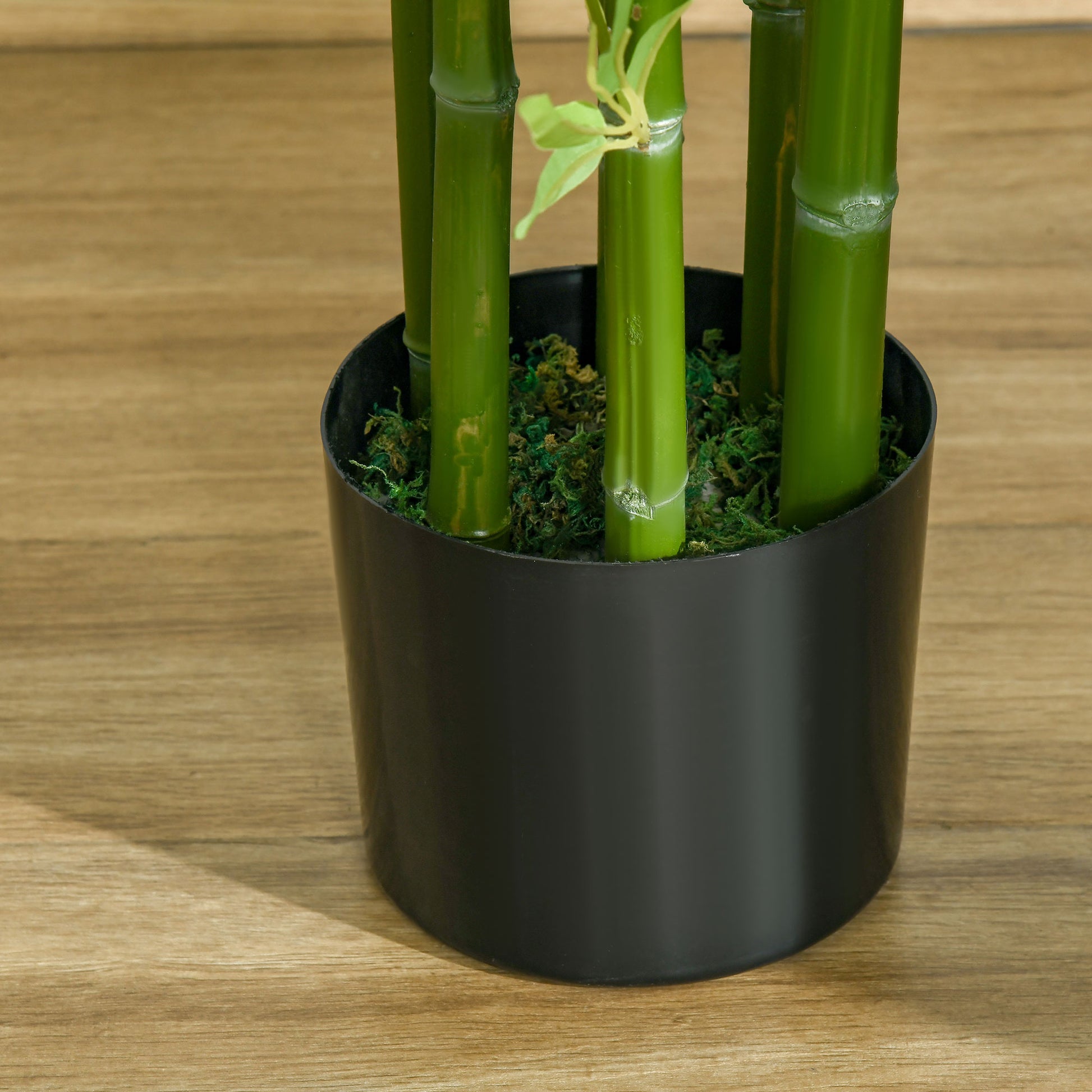 Large Artificial Bamboo 150 cm Fake Plant, Plastic Bamboo Artificial Plants, Faux Bamboo with Artificial Moss in Pot Decor for Living Room, Bedroom, Garden