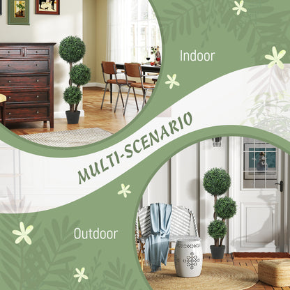 39.4 in (100 cm) Large Boxwood Topiary - Three-Ball Artificial Plant with Real Wood Trunk in Pot, Realistic Faux Plant for Living Room, Bedroom, Office, Garden Decor, Gift