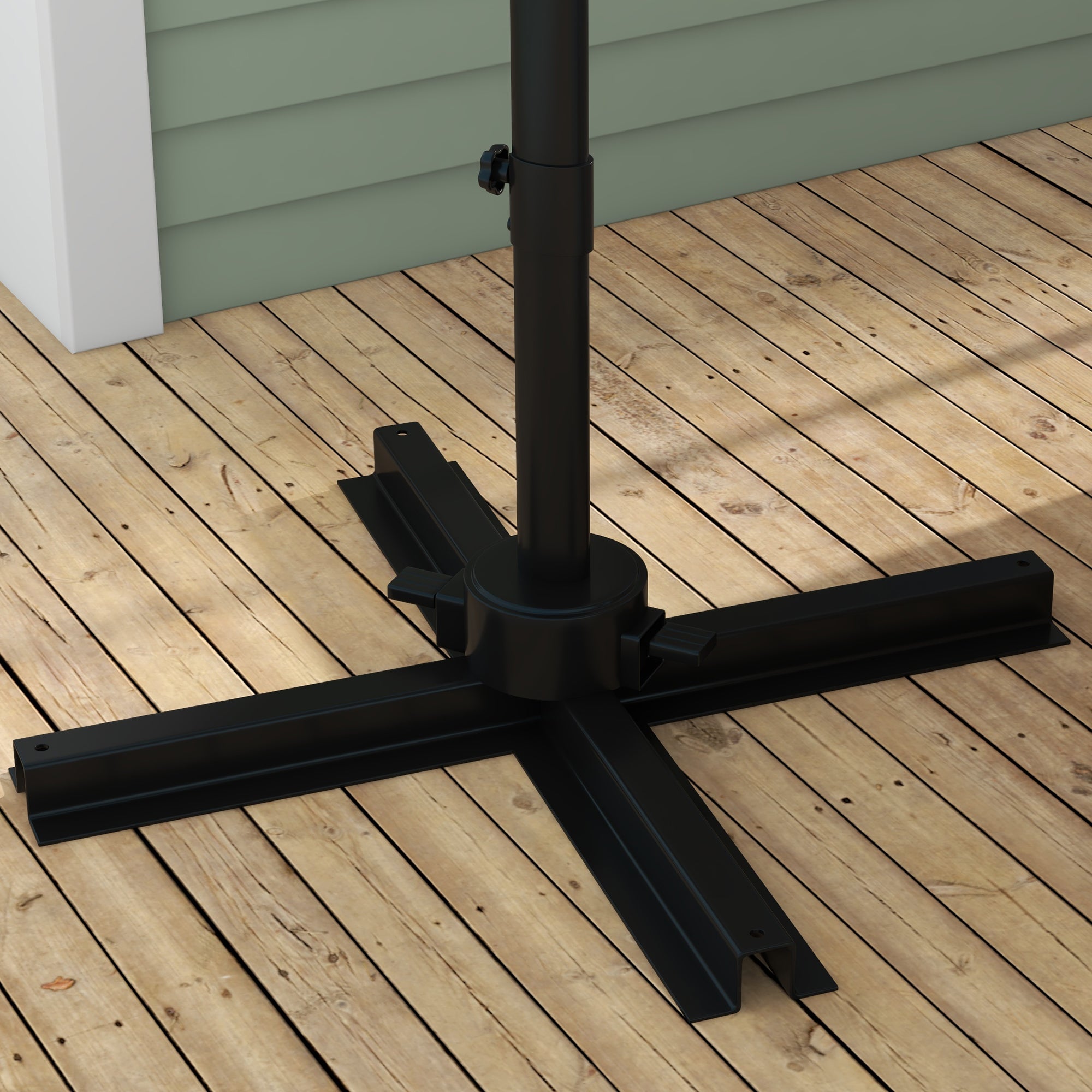 Square Cantilever Parasol 3 x 3 m Double Roof Adjustable Rotating Crank Ballast Included Metal Polyester Beige