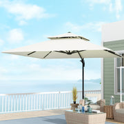 Square Cantilever Parasol 3 x 3 m Double Roof Adjustable Rotating Crank Ballast Included Metal Polyester Beige