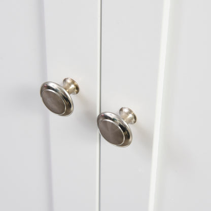 Kitchen Cart with Wheels, Serving Trolley with 2 Drawers, Storage Cabinet, Adjustable Interior Shelf, 3 Spice Racks, and Hanging Bar 89x45x89.5 cm White