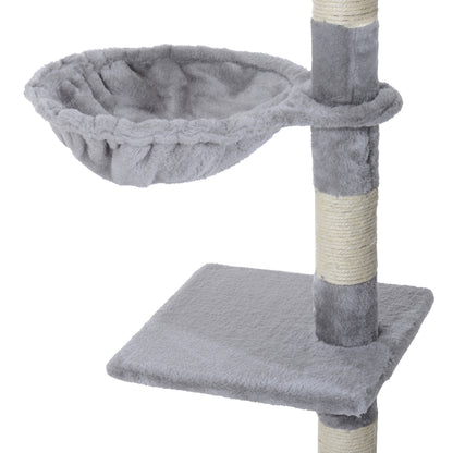 Scratching Tree for Cats Large 55x40x125 cm Cat Tower with Posts Ladder Spacious Cave Hammock and Various Platforms Grey