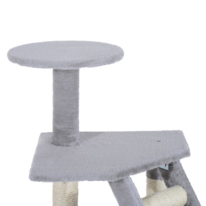 Scratching Tree for Cats Large 55x40x125 cm Cat Tower with Posts Ladder Spacious Cave Hammock and Various Platforms Grey