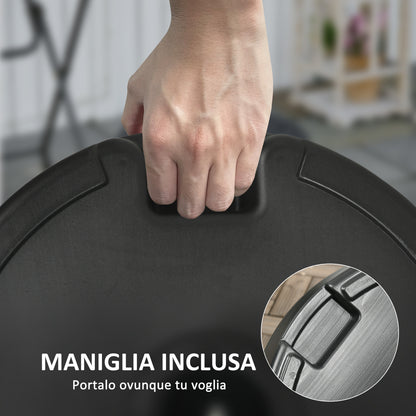 Garden Umbrella Base in HDPE with Diameter 38-48 mm, Fillable Base up to 21 kg with Water and 27 kg Sand, Ø48.5x36 cm, Black