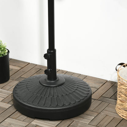 Garden Umbrella Base in HDPE with Diameter 38-48 mm, Fillable Base up to 21 kg with Water and 27 kg Sand, Ø48.5x36 cm, Black