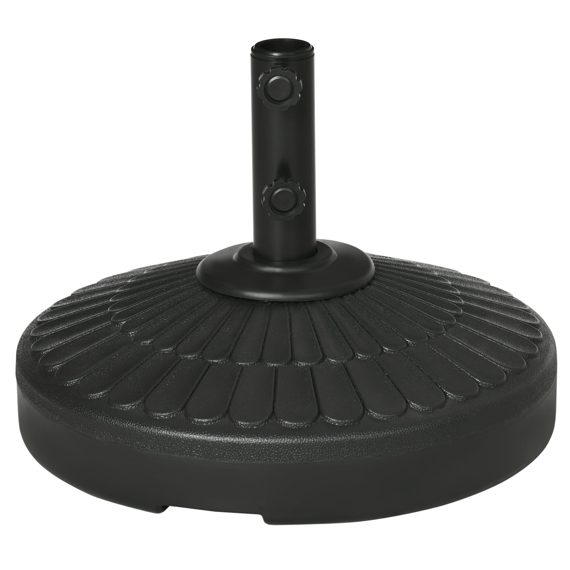 Garden Umbrella Base in HDPE with Diameter 38-48 mm, Fillable Base up to 21 kg with Water and 27 kg Sand, Ø48.5x36 cm, Black