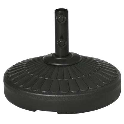 Garden Umbrella Base in HDPE with Diameter 38-48 mm, Fillable Base up to 21 kg with Water and 27 kg Sand, Ø48.5x36 cm, Black
