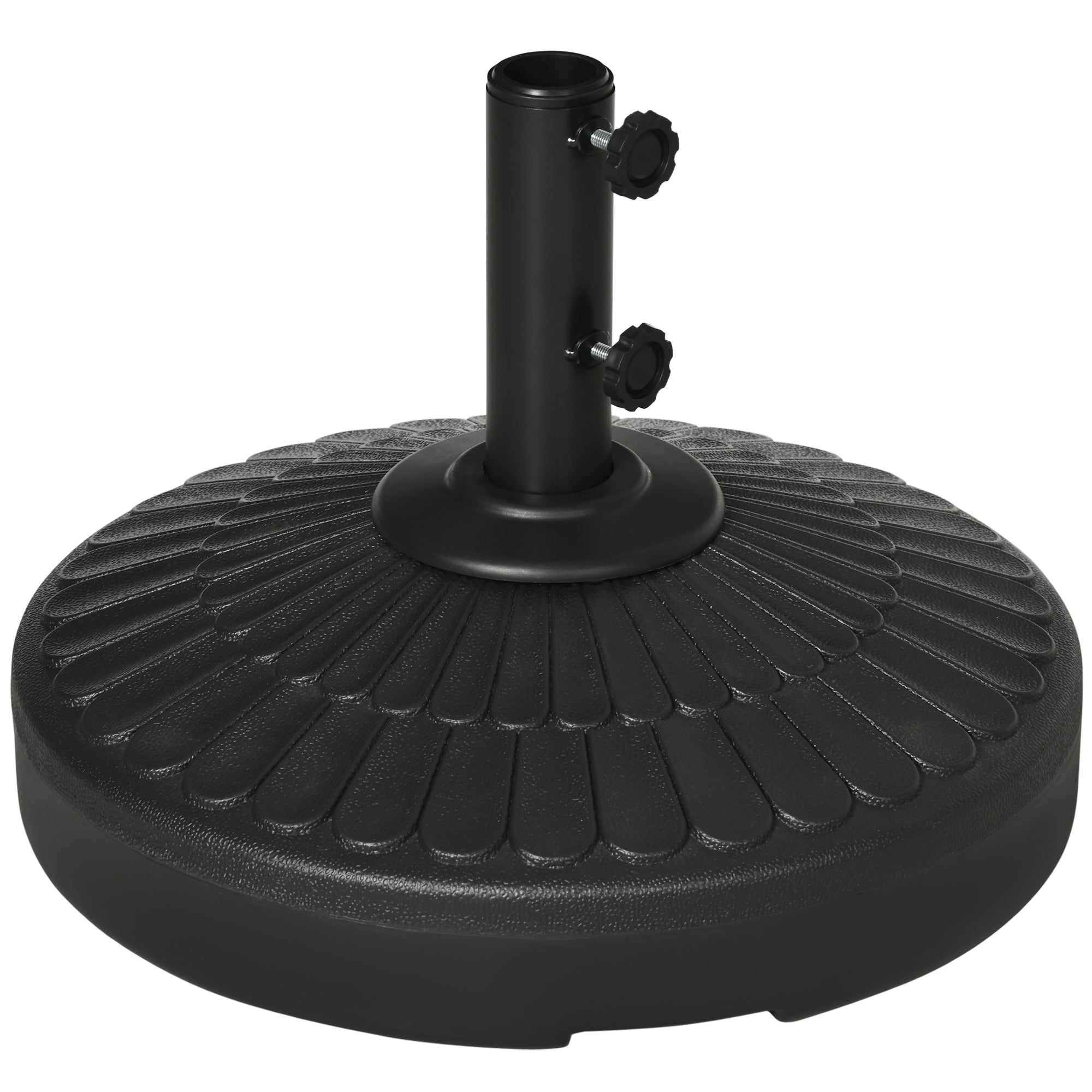 Garden Umbrella Base in HDPE with Diameter 38-48 mm, Fillable Base up to 21 kg with Water and 27 kg Sand, Ø48.5x36 cm, Black