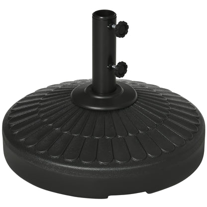 Garden Umbrella Base in HDPE with Diameter 38-48 mm, Fillable Base up to 21 kg with Water and 27 kg Sand, Ø48.5x36 cm, Black