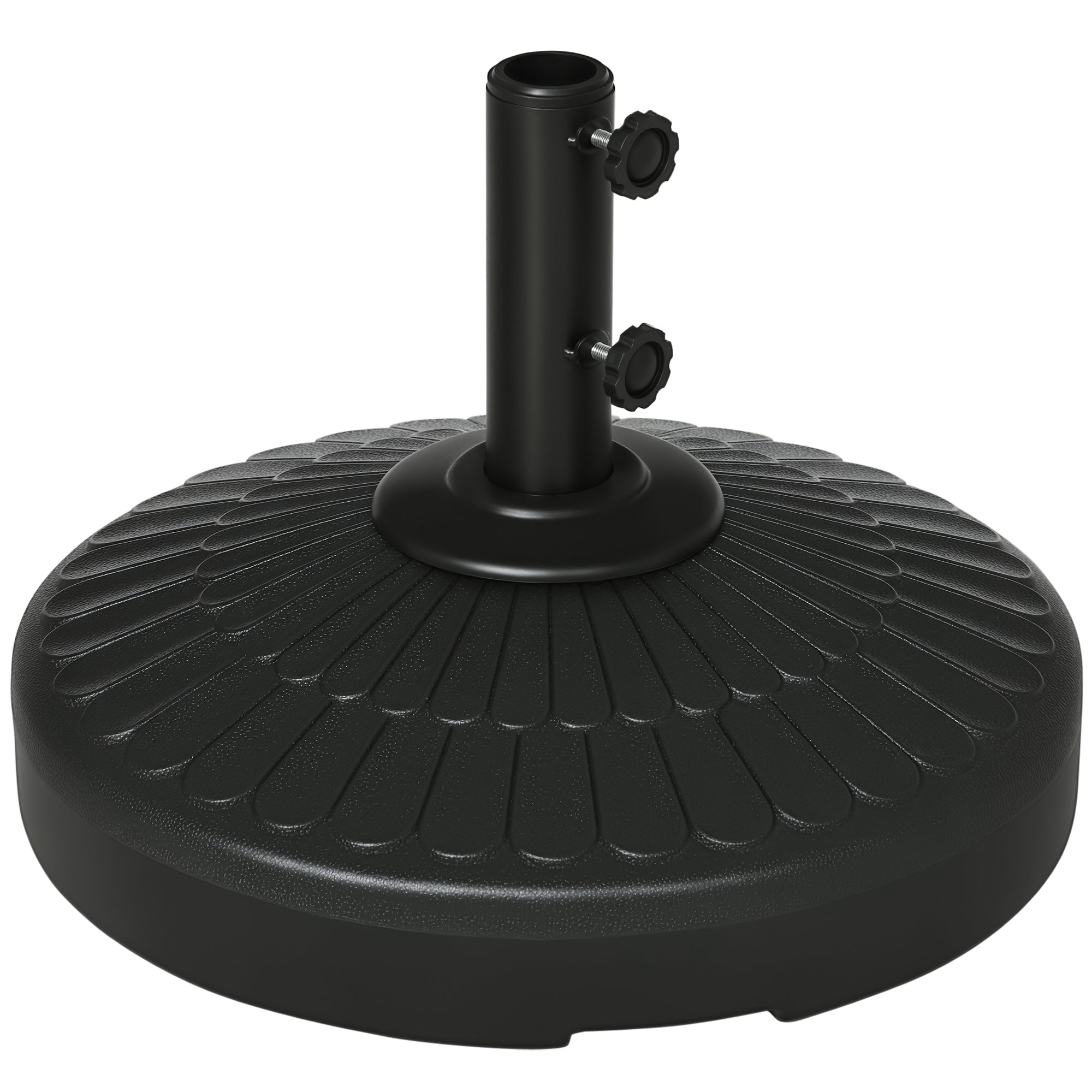 Garden Umbrella Base in HDPE with Diameter 38-48 mm, Fillable Base up to 21 kg with Water and 27 kg Sand, Ø48.5x36 cm, Black