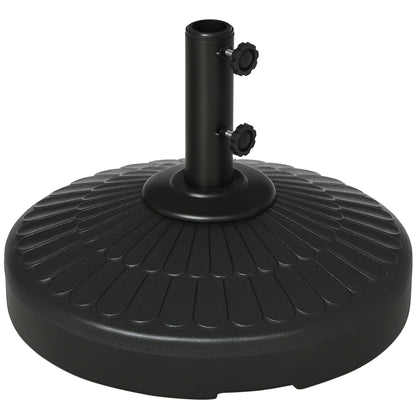 Garden Umbrella Base in HDPE with Diameter 38-48 mm, Fillable Base up to 21 kg with Water and 27 kg Sand, Ø48.5x36 cm, Black
