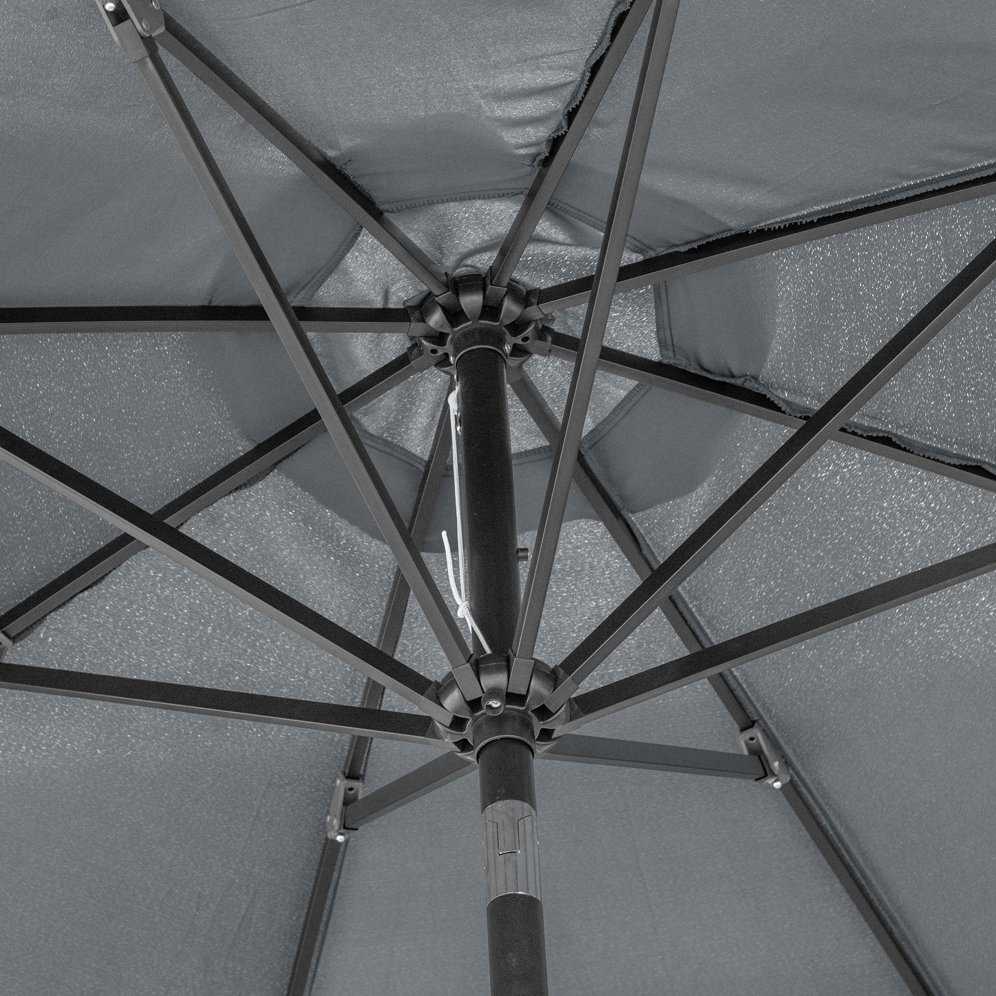 Ø300x252 cm Garden Umbrella Terrace Parasol with Crank Adjustable Roof and 8 Metal Ribs for Patio Balcony Outdoor Gray