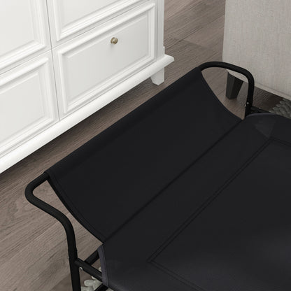 Raised Dog Bed Camp Bed for Dogs Cats Pets with Headrest, Micro-perforated Textilene Fabric, Indoor or Outdoor, 106 x 81 x 33 cm, Black