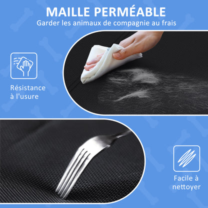 Raised Dog Bed Camp Bed for Dogs Cats Pets with Headrest, Micro-perforated Textilene Fabric, Indoor or Outdoor, 106 x 81 x 33 cm, Black