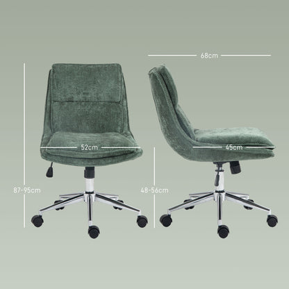Office Chair in Fabric, Adjustable Height, 360° Swivel with 5 Wheels, Green