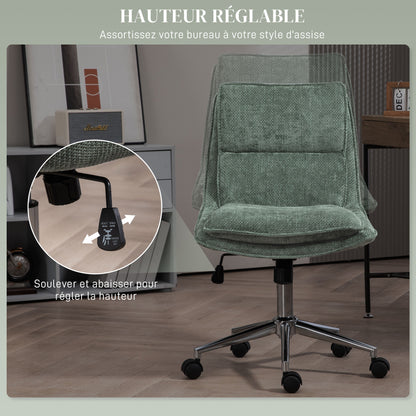 Office Chair in Fabric, Adjustable Height, 360° Swivel with 5 Wheels, Green