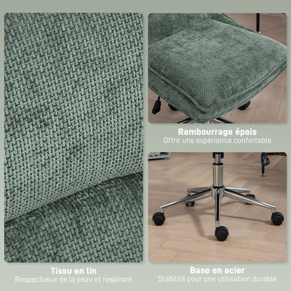Office Chair in Fabric, Adjustable Height, 360° Swivel with 5 Wheels, Green
