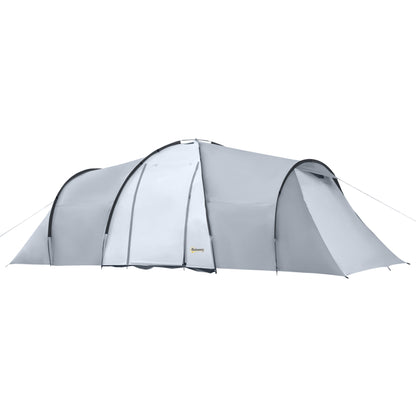 Family Camping Tent for 4-6 People Lightweight Portable Camp Tent with 2 Windows and Waterproof UV-Resistant Carry Bag for Hiking 590x245x193 cm Dark Grey