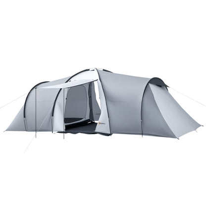 Family Camping Tent for 4-6 People Lightweight Portable Camp Tent with 2 Windows and Waterproof UV-Resistant Carry Bag for Hiking 590x245x193 cm Dark Grey