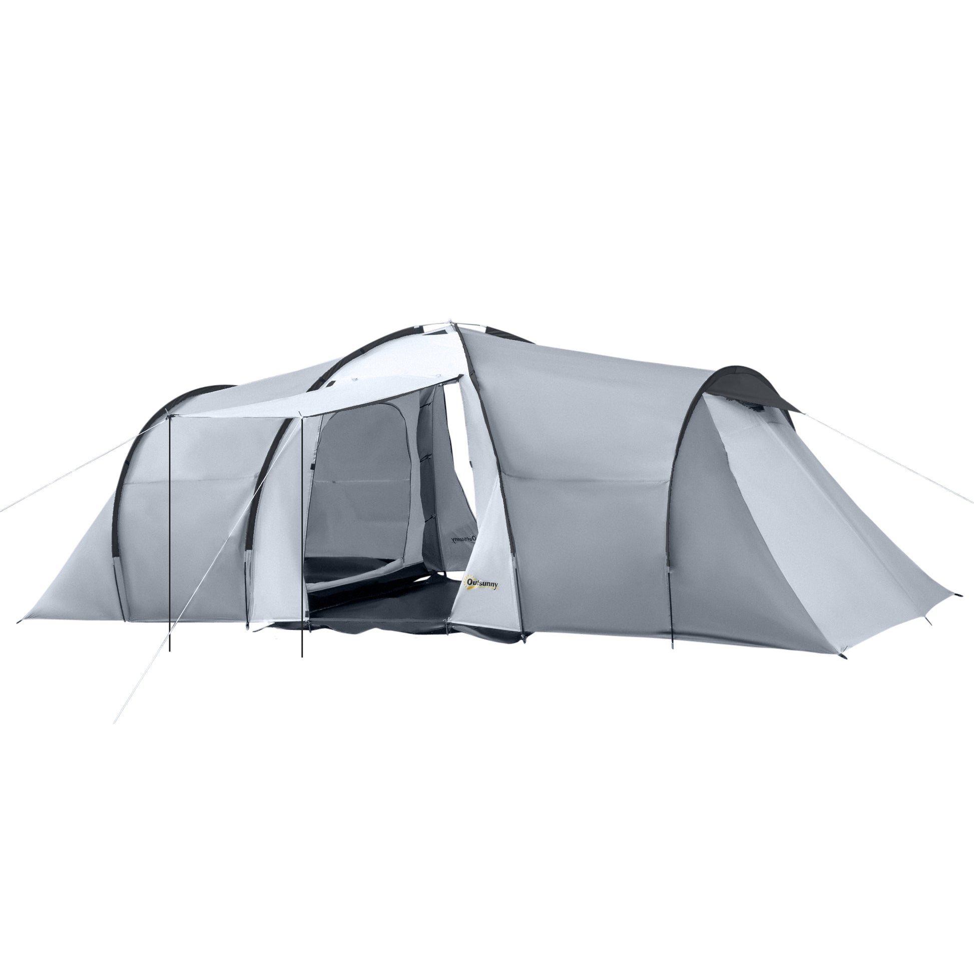 Family Camping Tent for 4-6 People Lightweight Portable Camp Tent with 2 Windows and Waterproof UV-Resistant Carry Bag for Hiking 590x245x193 cm Dark Grey
