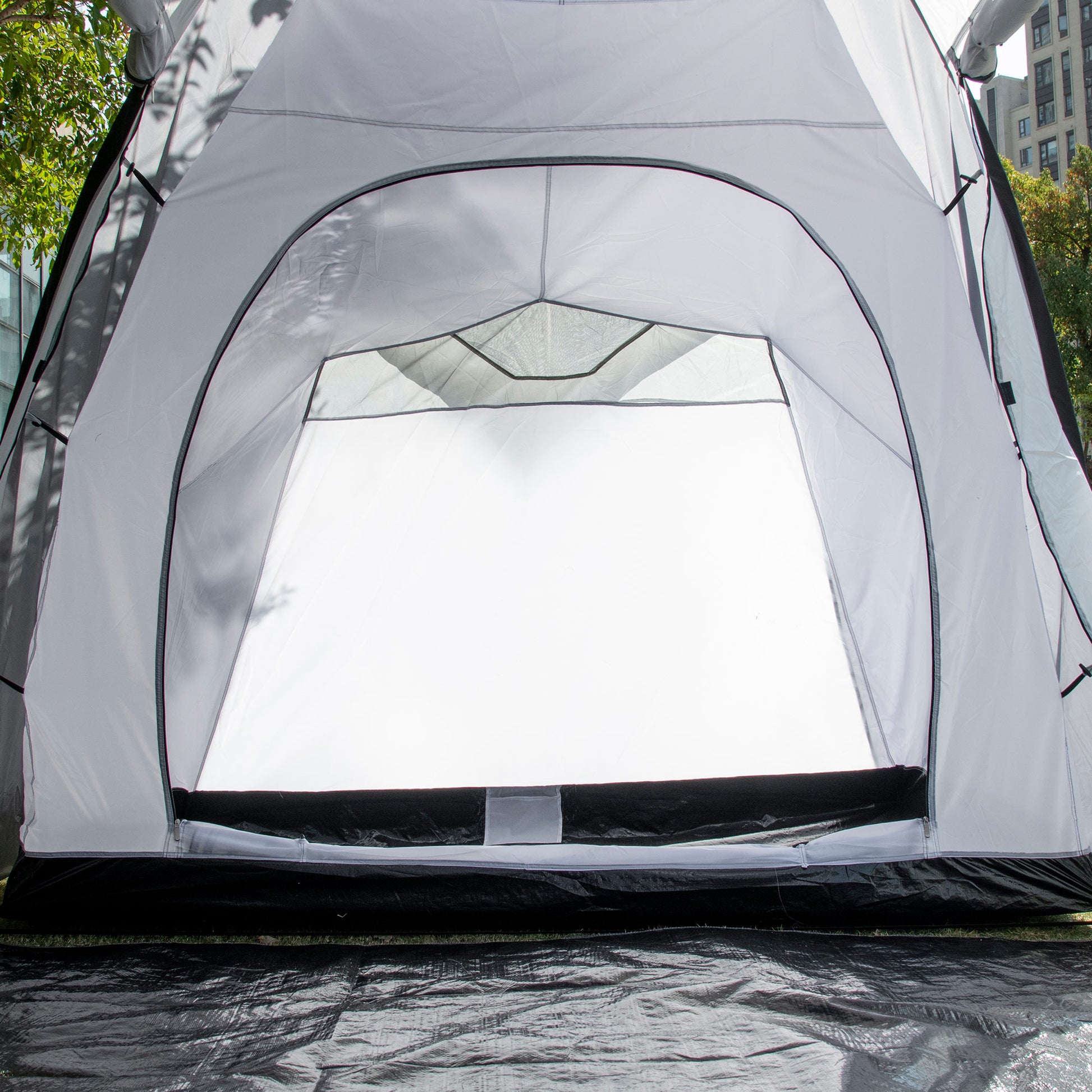 Family Camping Tent for 4-6 People Lightweight Portable Camp Tent with 2 Windows and Waterproof UV-Resistant Carry Bag for Hiking 590x245x193 cm Dark Grey