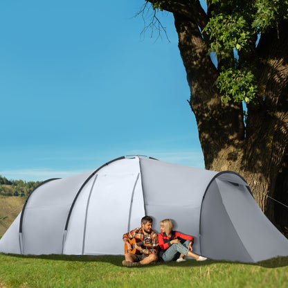 Family Camping Tent for 4-6 People Lightweight Portable Camp Tent with 2 Windows and Waterproof UV-Resistant Carry Bag for Hiking 590x245x193 cm Dark Grey