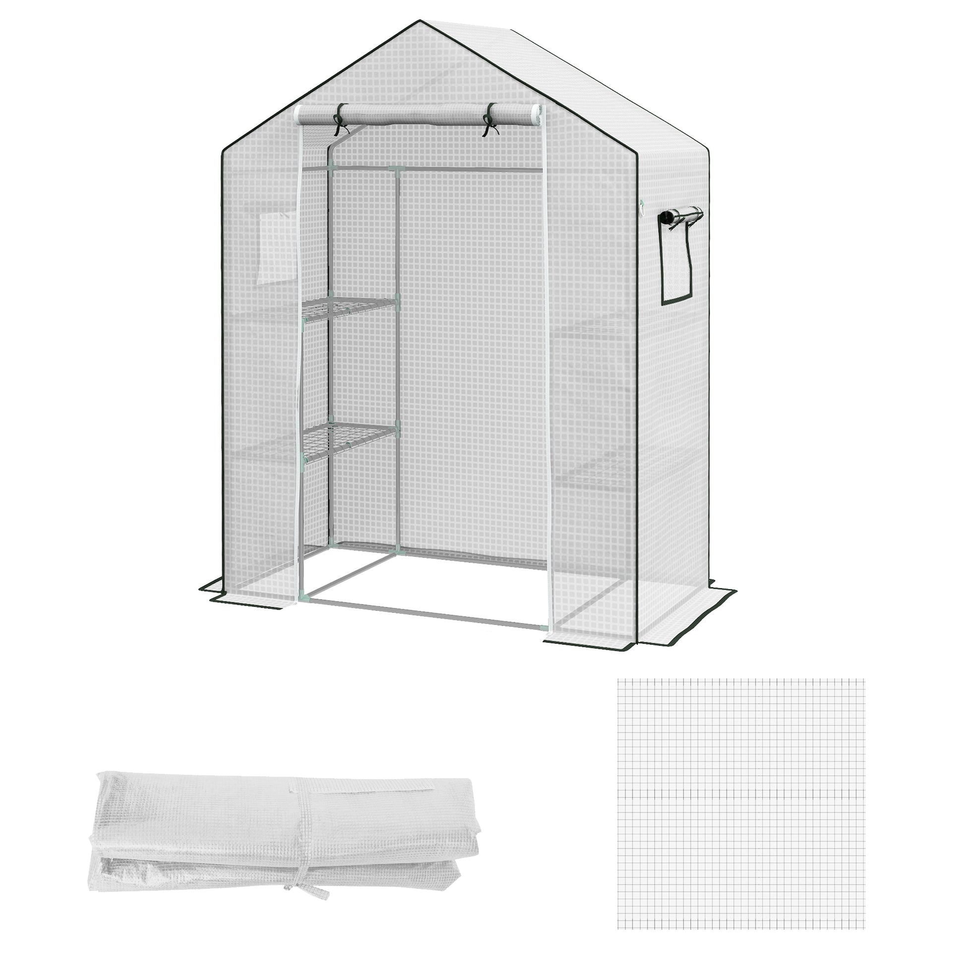 Greenhouse Foil 1.4 x 1.9 m, Waterproof Garden Film with UV Protection Window, Tear-Resistant Polyethylene Film, Cover for Greenhouse, Tunnel Film for Outdoor, Plants, White