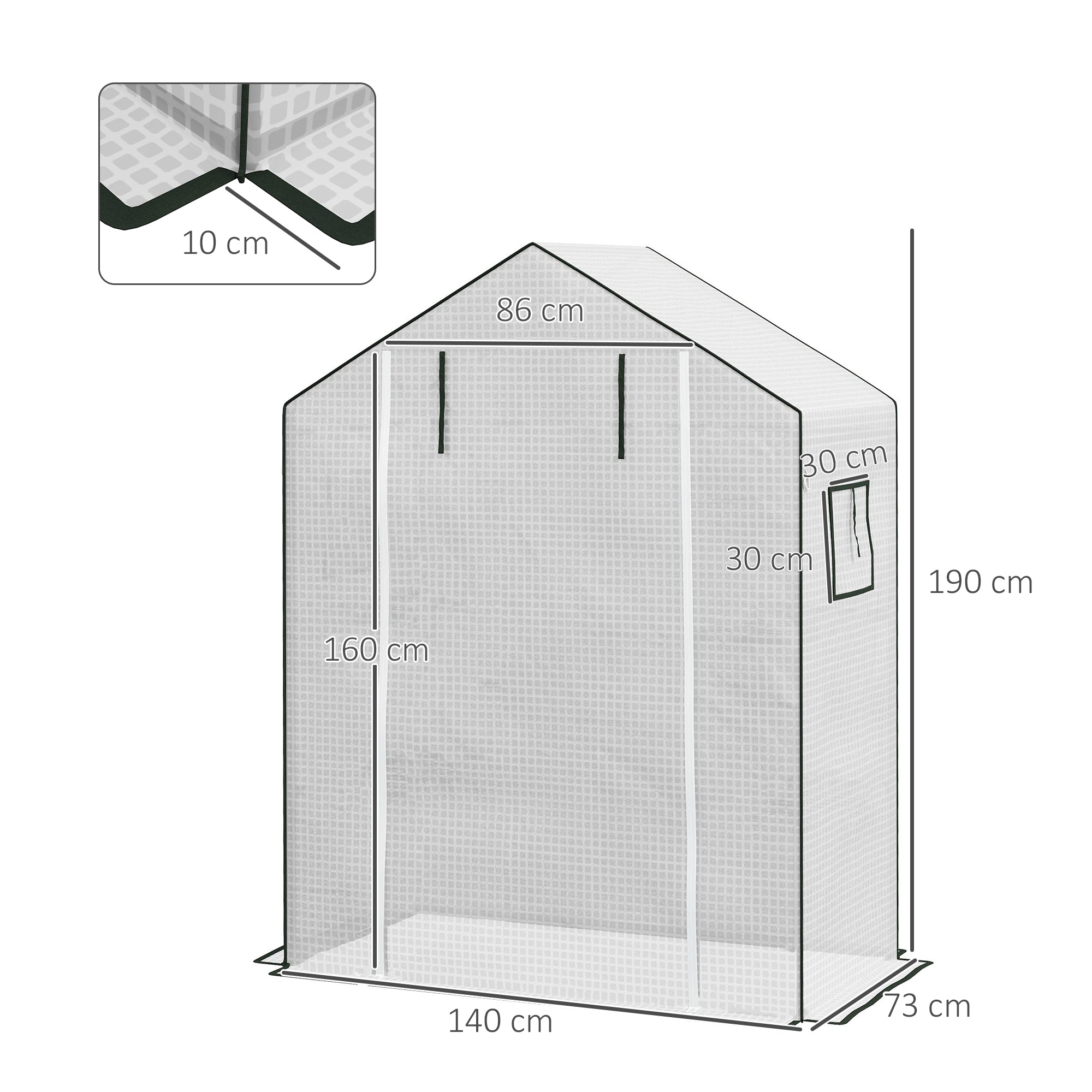 Greenhouse Foil 1.4 x 1.9 m, Waterproof Garden Film with UV Protection Window, Tear-Resistant Polyethylene Film, Cover for Greenhouse, Tunnel Film for Outdoor, Plants, White