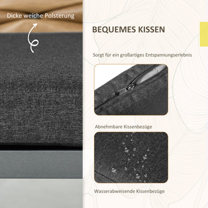 2-Piece Rattan Garden Chair Set with Cushions, Stackable Patio Chair, Balcony Chair for Terrace, Steel, 57 x 58 x 87 cm, Brown+Black+Gray