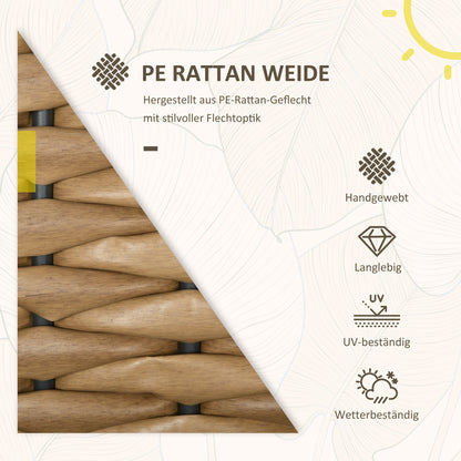 2-Piece Rattan Garden Chair Set with Cushions, Stackable Patio Chair, Balcony Chair for Terrace, Steel, 57 x 58 x 87 cm, Brown+Black+Gray