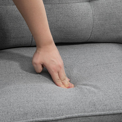 Upholstered Armchair with Cushion Lounge Sofa with Linen Look, Steel Legs, for Living Room, Bedroom, Gray, 76 x 68 x 80 cm