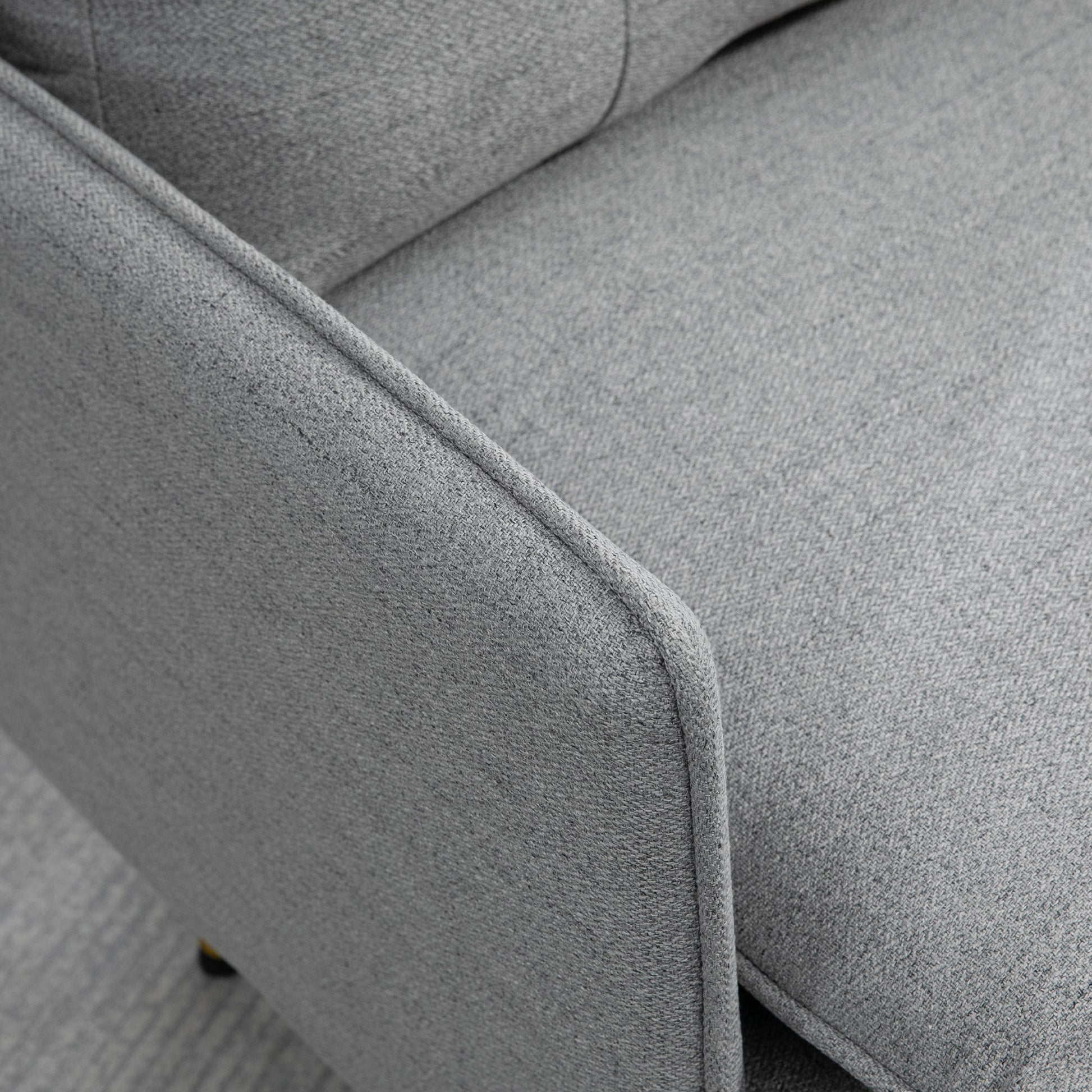 Upholstered Armchair with Cushion Lounge Sofa with Linen Look, Steel Legs, for Living Room, Bedroom, Gray, 76 x 68 x 80 cm