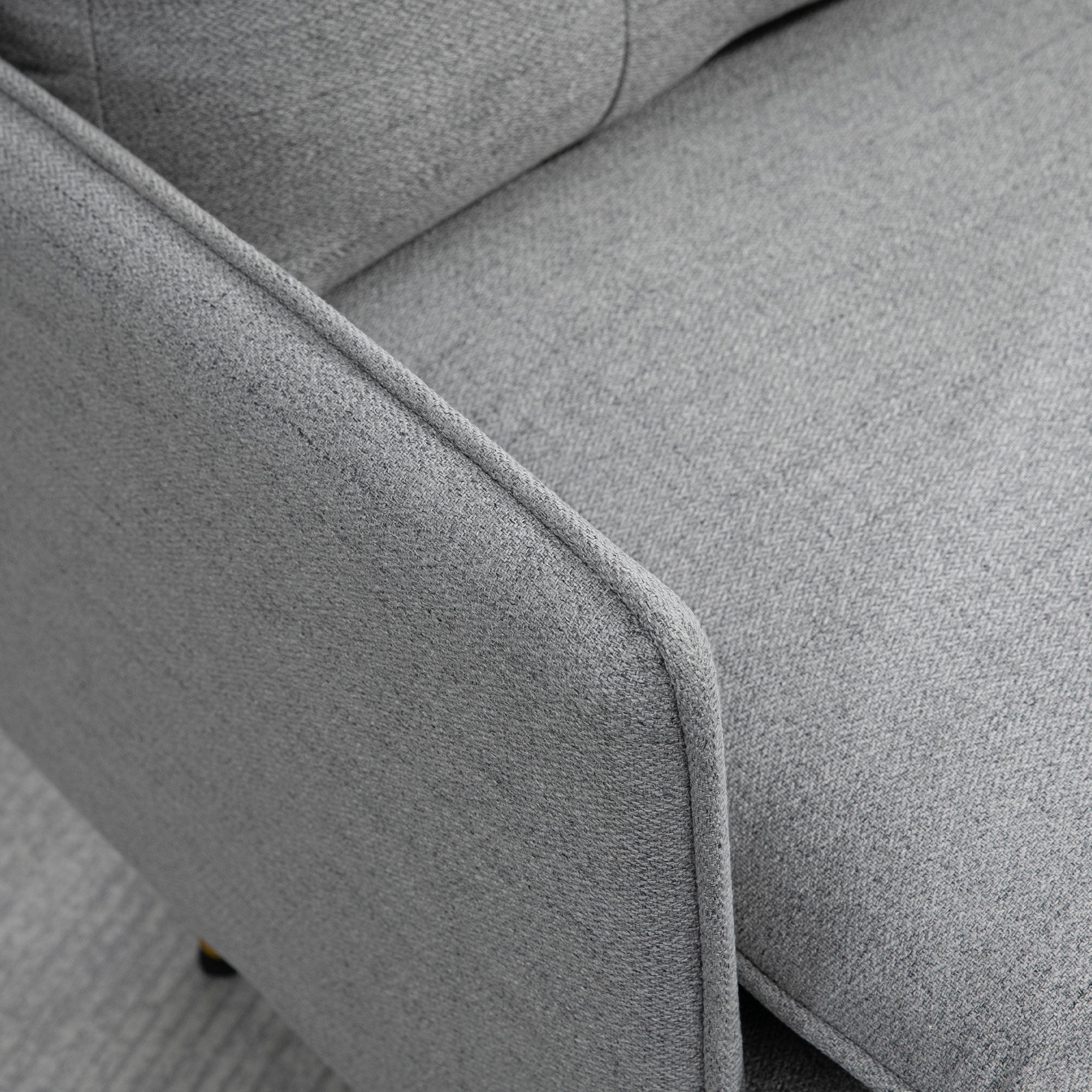 Upholstered Armchair with Cushion Lounge Sofa with Linen Look, Steel Legs, for Living Room, Bedroom, Gray, 76 x 68 x 80 cm