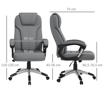 Office Chair Computer Chair Swivel Chair Height-Adjustable Rocking Function with Headrest and Padded Armrests Ergonomic Gray Linen 26 x 29.5 x 43.3-47.2 inches