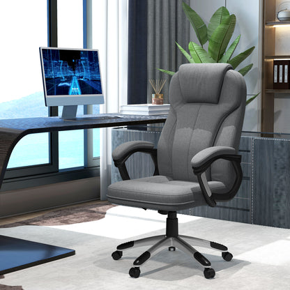 Office Chair Computer Chair Swivel Chair Height-Adjustable Rocking Function with Headrest and Padded Armrests Ergonomic Gray Linen 26 x 29.5 x 43.3-47.2 inches