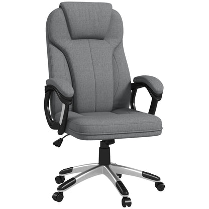 Office Chair Computer Chair Swivel Chair Height-Adjustable Rocking Function with Headrest and Padded Armrests Ergonomic Gray Linen 26 x 29.5 x 43.3-47.2 inches
