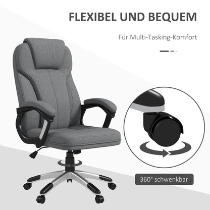 Office Chair Computer Chair Swivel Chair Height-Adjustable Rocking Function with Headrest and Padded Armrests Ergonomic Gray Linen 26 x 29.5 x 43.3-47.2 inches